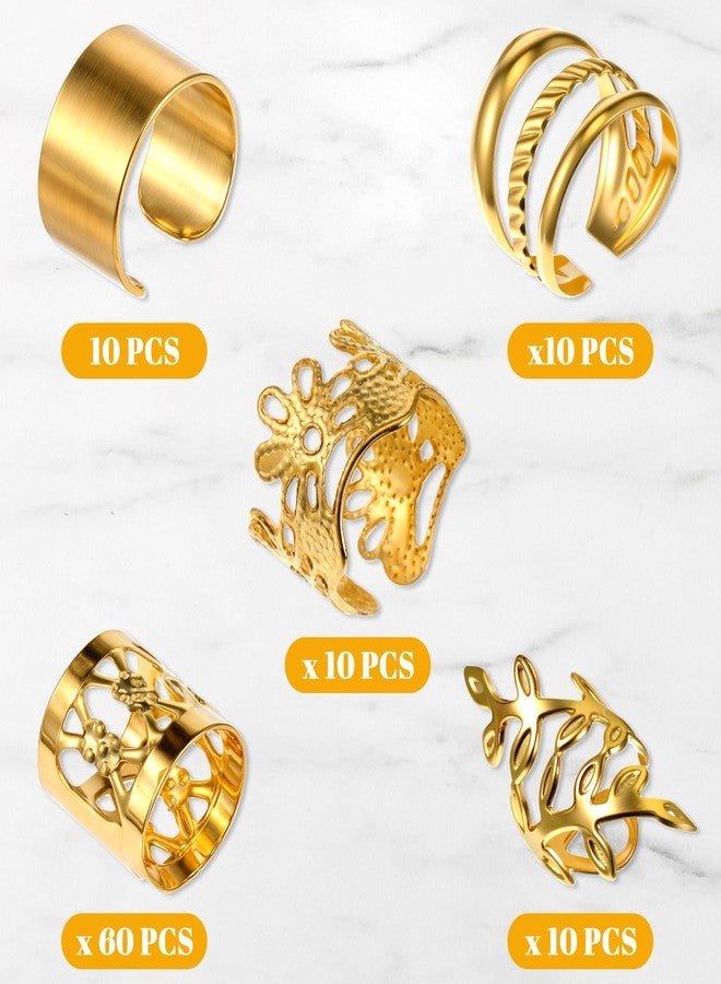 Bruislard 100 Pcs Gold Dreadlock Beads Locs Accessories, Hair Jewelry Braids, Soft Metal Adjustable Braiding Cuffs Clip, Braiding Hair Rings for Dreadlock Accessory, Crochet Passion Twist Hairs Rings for Women - Image 2